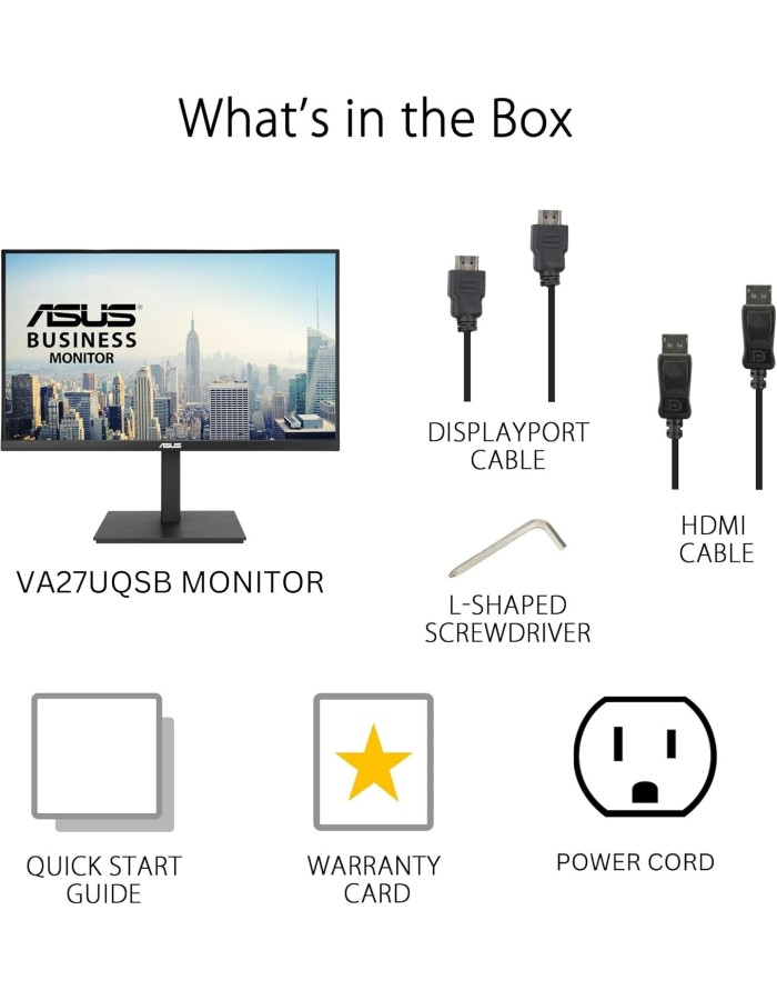 ASUS Monitor Business 27" 4K UHD 60Hz IPS Frameless USB Hub DP Dual-HDMI Speakers Full Ergonomic VA27UQSB ASUS Monitor Business 27" 4K UHD 60Hz IPS Frameless USB Hub DP Dual-HDMI Speakers Full Ergonomic VA27UQSB