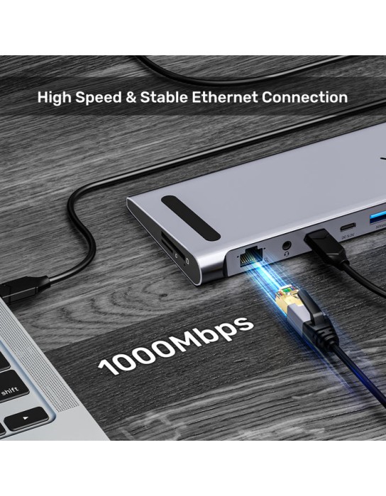 Unitek D1106A USB-C Docking Station & 2-Port KVM 10Gbps Triple Display (Connect 2 PCs to 3 Monitors)