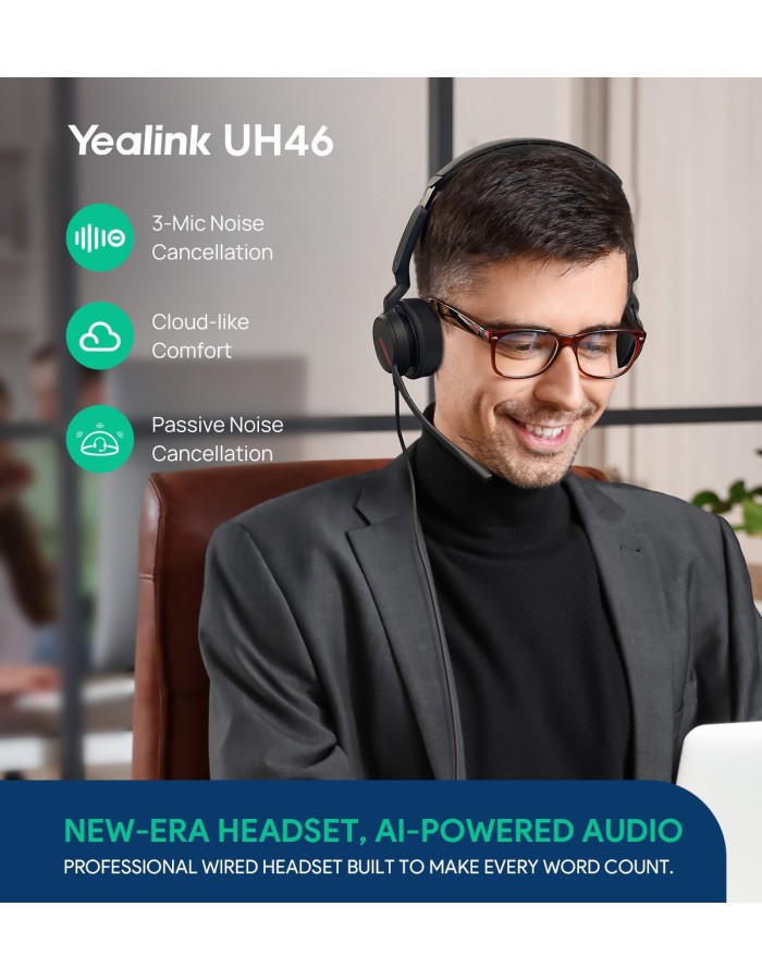 Yealink Headset Wired USB Noise Cancelling USB-C/A UH46 Dual Teams Yealink Headset Wired USB Noise Cancelling USB-C/A UH46 Dual Teams