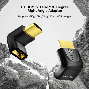 Unitek HDMI Adaptor 1x90 & 1x270 degrees RA 8K60Hz A1046ABK