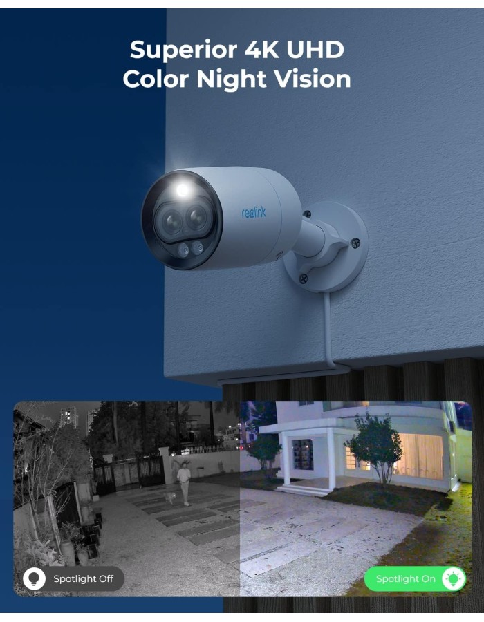 Reolink RLC-81MA (P330M) 8MP POE IP Bullet Spotlight Camera Dual Wide Angle & Telephoto Lens