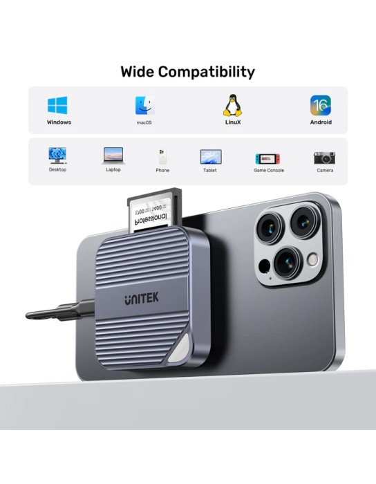 Unitek Card Reader Magnetic CF Express Type B 10Gbps PD100W S1244B Unitek Card Reader Magnetic CF Express Type B 10Gbps PD100W S1244B