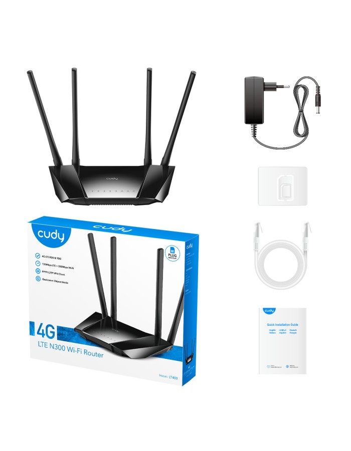 Cudy Router 4G LTE CAT4 N300 Wi-Fi LT400 Cudy Router 4G LTE CAT4 N300 Wi-Fi LT400