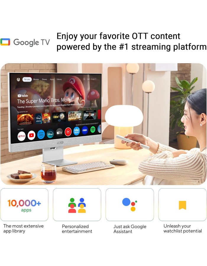 ASUS Monitor Smart 27" 4K Google TV, Chromecast, Speakers, USB-C/HDMI ZenScreen MS27UC
