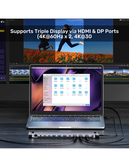 Unitek D1106A USB-C Docking Station & 2-Port KVM 10Gbps Triple Display (Connect 2 PCs to 3 Monitors)