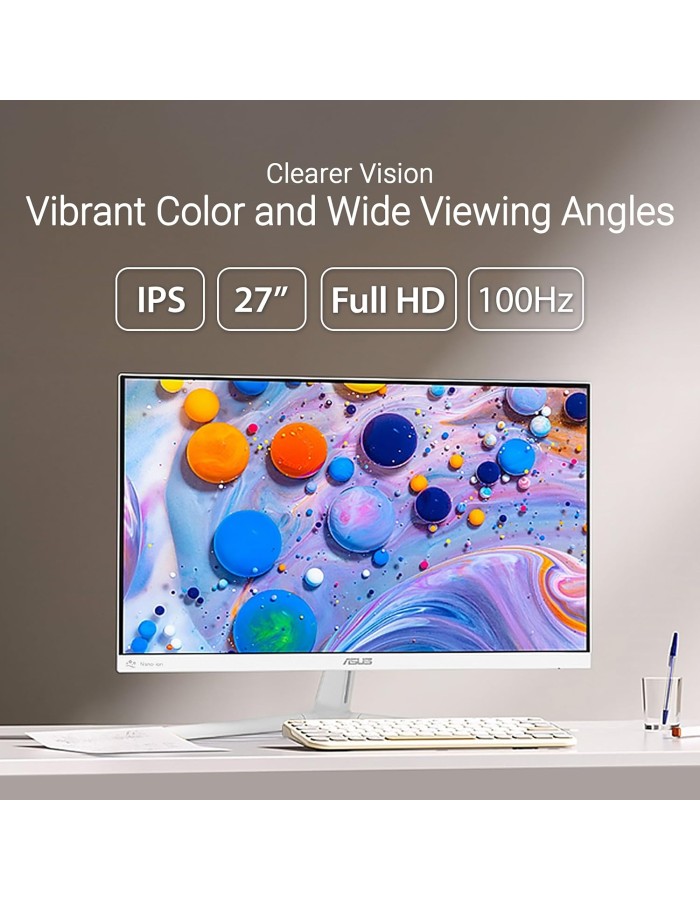 ASUS Monitor EyeCare 27'' FHD 100Hz with Air Ionizer White VU279HFI-W