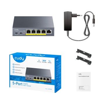 Cudy Switch PoE Gigabit 4PoE + 1GbE Uplink 30W GS105P Cudy Switch PoE Gigabit 4PoE + 1GbE Uplink 30W GS105P