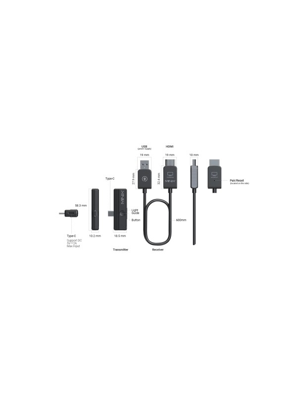 MINIX C1 Plus Wireless Display Adapter USB-C to HDMI 1080p with Phone Charging MINIX C1 Plus Wireless Display Adapter USB-C to HDMI 1080p with Phone Charging