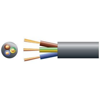 Mercury Mains Power Cable 3-Core 15A 1.5mm 100m Black 804.350UK