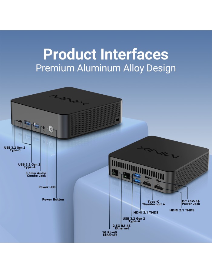 MINIX Mini PC Intel Core i5-12600H 16GB DDR5, 1TB SSD, Dual Lan, 2xHDMI/TB4/USB-C, Win11 Pro NGC512-1T