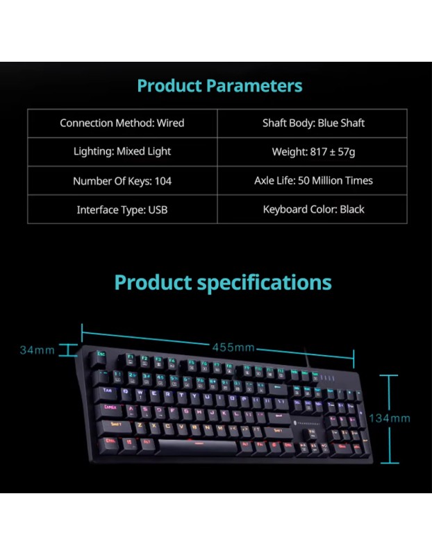 Thunderobot K104 Wired Mechanical Keyboard Blue switch Black Thunderobot K104 Wired Mechanical Keyboard Blue switch Black