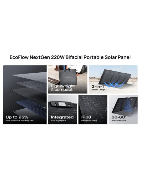 EcoFlow SPP Solar Panel Portable NextGen 220W Bifacial & Metal Stand