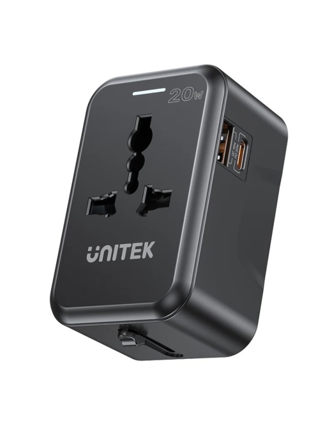 Unitek P1120A Universal Travel Charger 20W USBC+USBA Black Unitek P1120A Universal Travel Charger 20W USBC+USBA Black