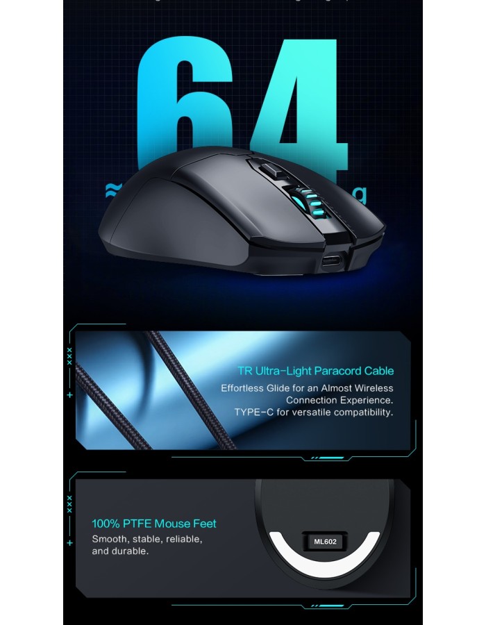 Thunderobot ML602 SE Wireless Gaming Rechargeable Mouse White