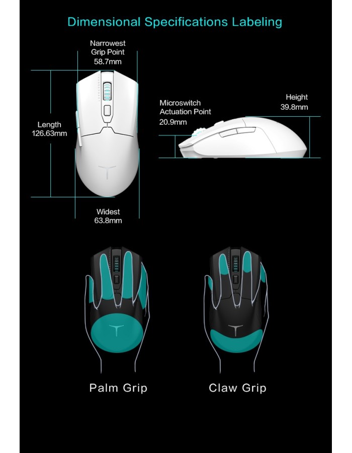 Thunderobot ML602 SE Wireless Gaming Rechargeable Mouse White
