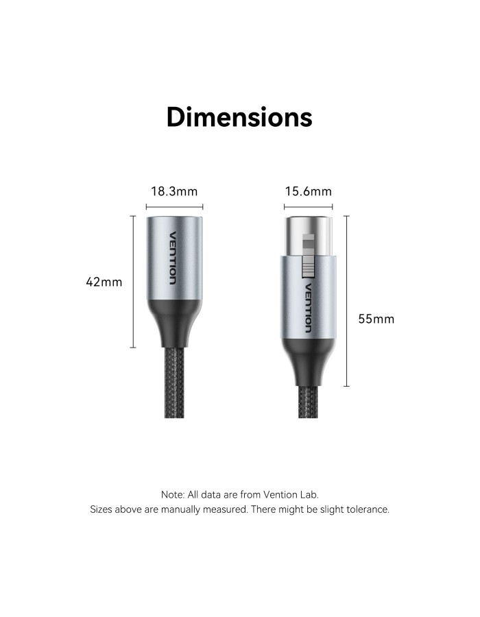 Vention AUDIO XLR M-F Cable Braided-Metal 5.0m BKHHJ