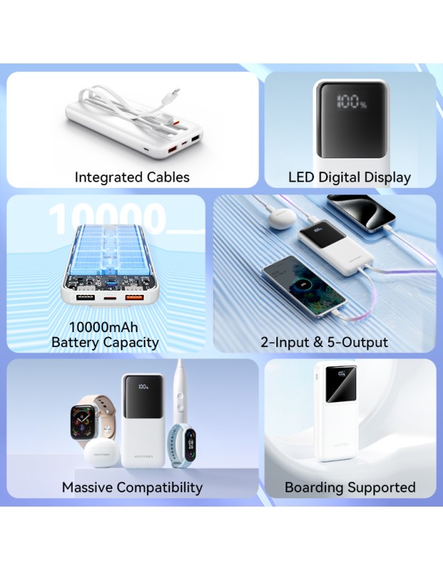 Vention Powerbank 10000mAh 22.5W Built-in USBC+Lighting Black FHOB0 Vention Powerbank 10000mAh 22.5W Built-in USBC+Lighting Black FHOB0