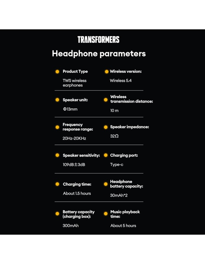 Transformers TWS Earphones TF-T30 Transformers TWS Earphones TF-T30