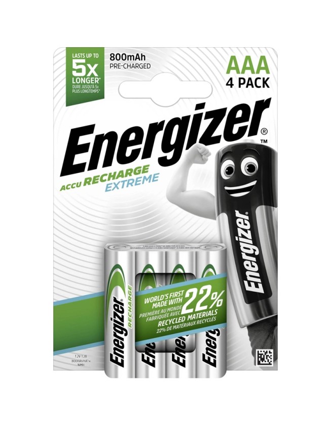 Energizer Extreme Series Rechargeable AAA Batteries 800mAh (4pcs)