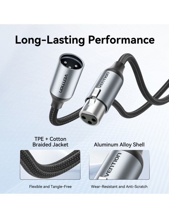 Vention AUDIO XLR M-F Cable Braided-Metal 3.0m BKHHI