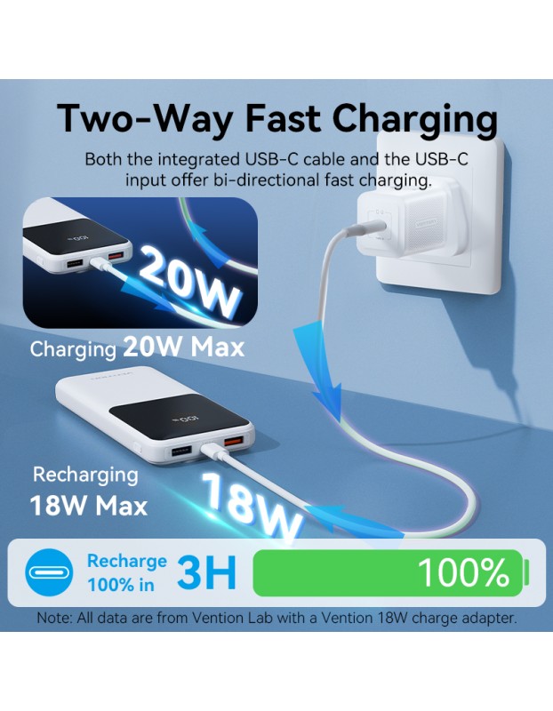 Vention Powerbank 10000mAh 22.5W Built-in USBC+Lighting Black FHOB0 Vention Powerbank 10000mAh 22.5W Built-in USBC+Lighting Black FHOB0