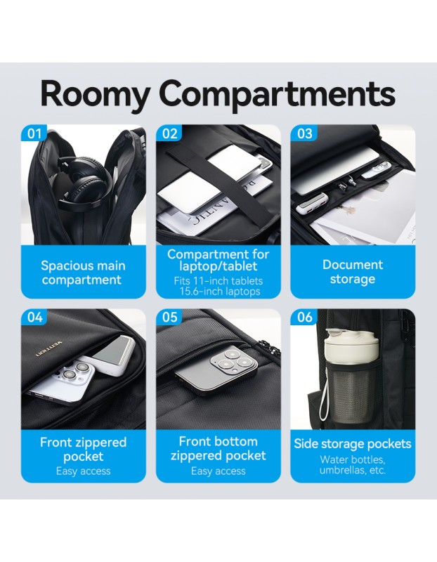 Vention Backpack 15.6'' Water-Repellent USB Charge & Lock Black KRKB0 Vention Backpack 15.6'' Water-Repellent USB Charge & Lock Black KRKB0