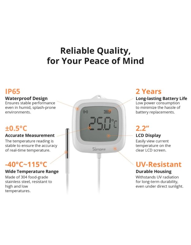 Sonoff Zigbee Smart Temperature Sensor IP65 for Outdoor with Water Probe SNZB-02LD