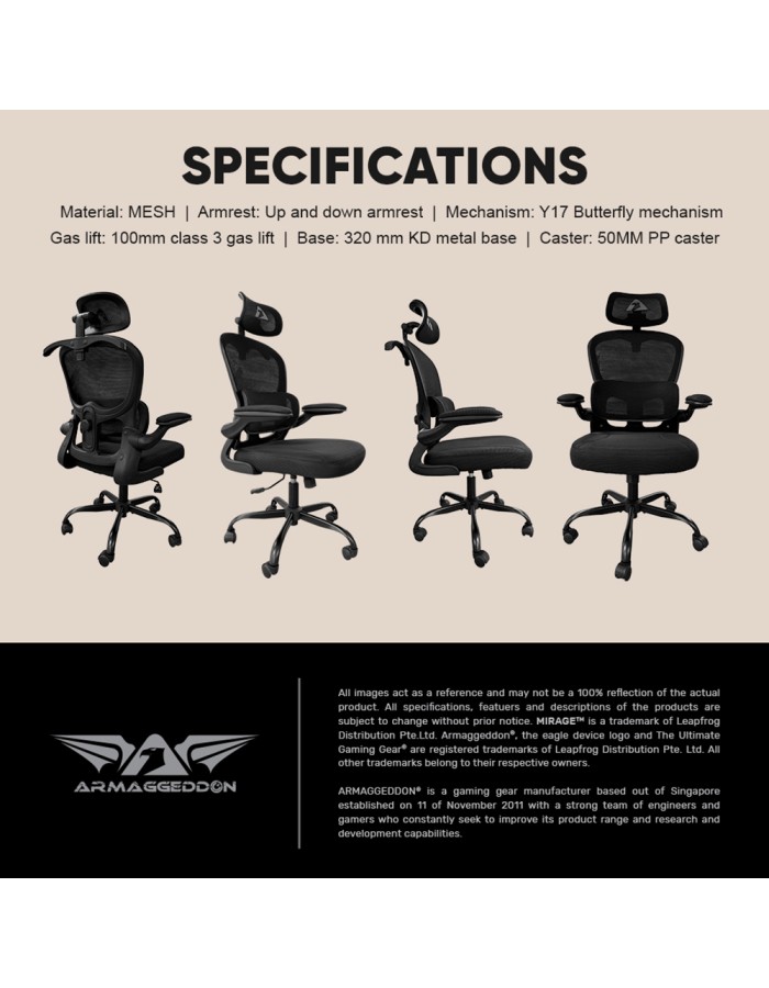 Armaggeddon Office Chair Mesh VERTEBRAE V3 Black
