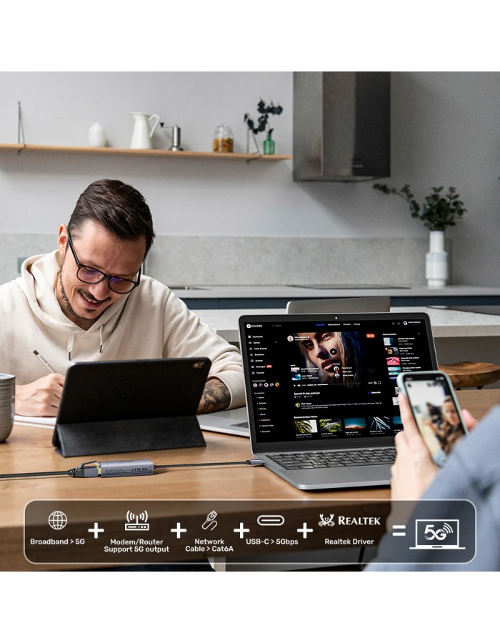 Unitek Converter USB-C to LAN 5GbE Ethernet U1343A