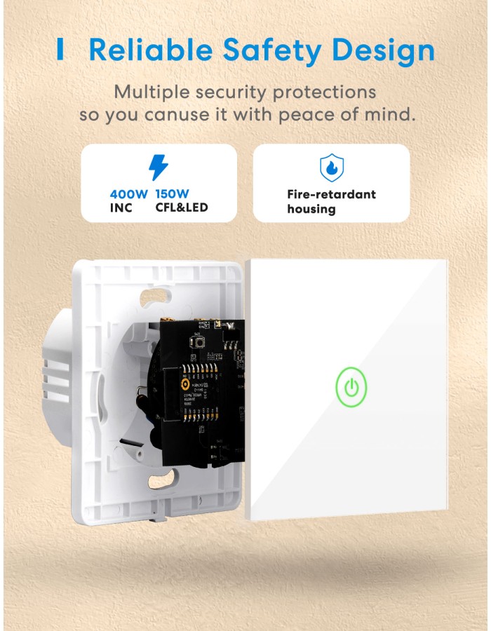 Meross Homekit Smart Wi-Fi Wall Switch 1-Gang 1-way MSS510HK-EU Meross Homekit Smart Wi-Fi Wall Switch 1-Gang 1-way MSS510HK-EU