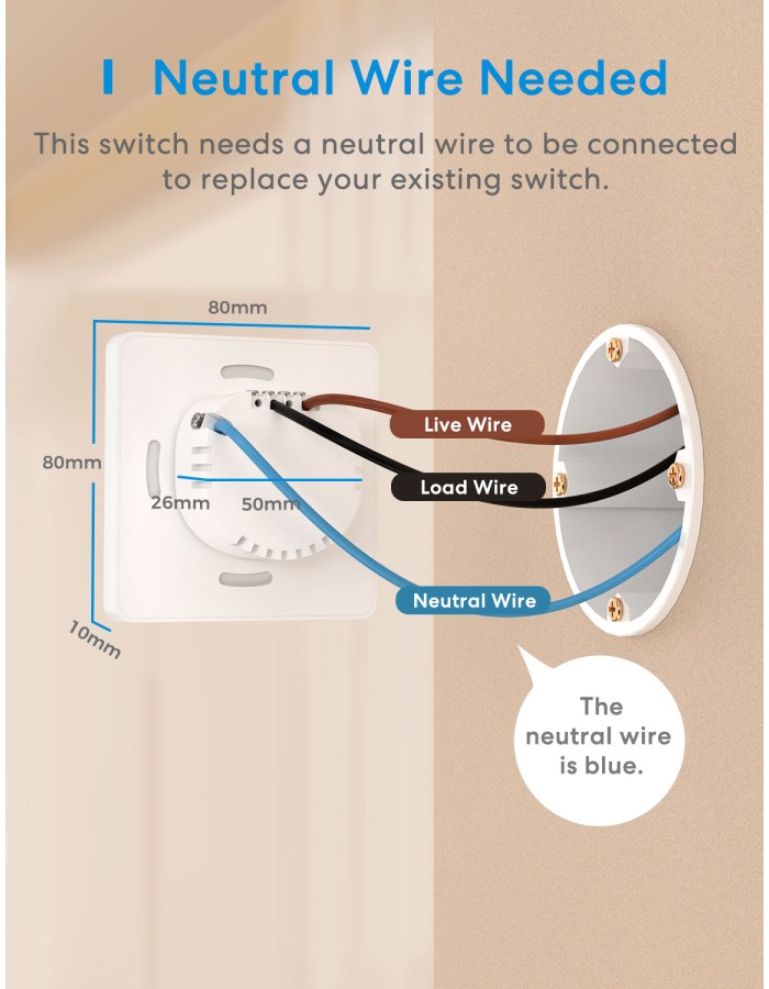 Meross Homekit Smart Wi-Fi Wall Switch 1-Gang 1-way MSS510HK-EU Meross Homekit Smart Wi-Fi Wall Switch 1-Gang 1-way MSS510HK-EU