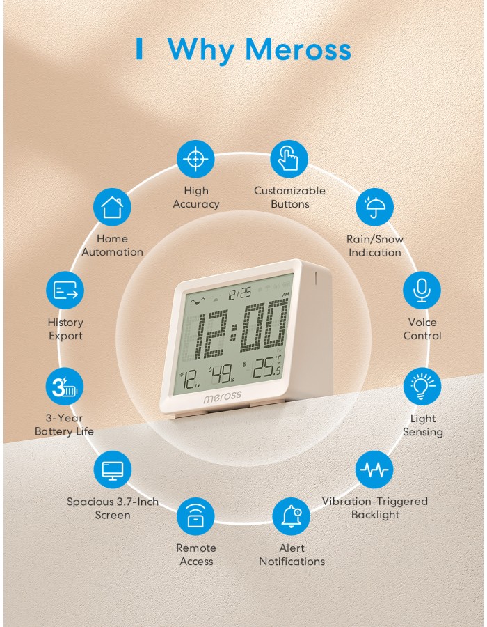Meross Homekit Smart Temperature & Humidity Sensor (Matter) MS130MA-EU Meross Homekit Smart Temperature & Humidity Sensor (Matter) MS130MA-EU