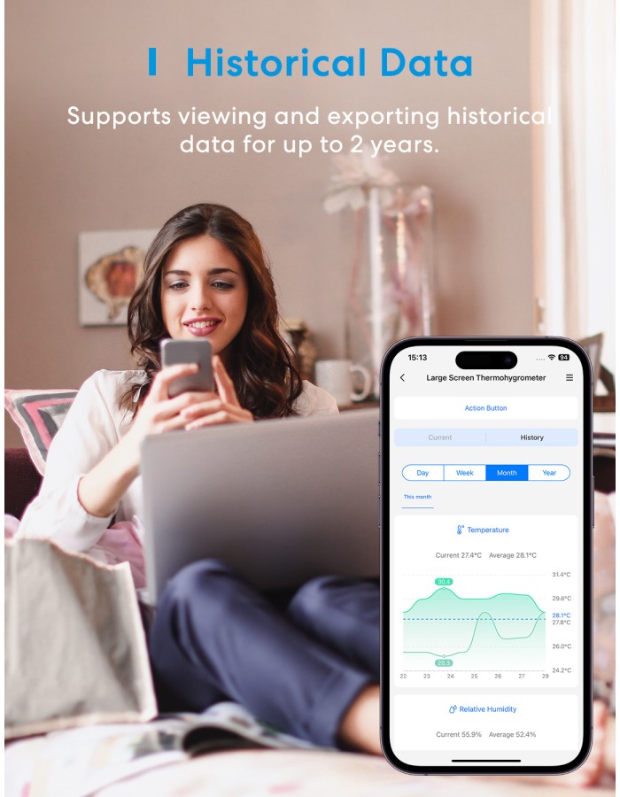 Meross Homekit Smart Temperature & Humidity Sensor (Matter) MS130MA-EU Meross Homekit Smart Temperature & Humidity Sensor (Matter) MS130MA-EU