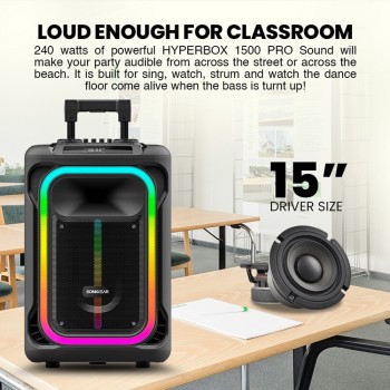 SonicGear HYPERBOX 1500 Pro 15'' Portable Karaoke Speaker 240W BT/USB 2x Wireless Mics SonicGear HYPERBOX 1500 Pro 15'' Portable Karaoke Speaker 240W BT/USB 2x Wireless Mics