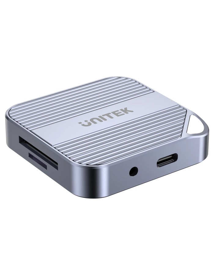 Unitek S1244C Card Reader with Magnet to Attach on Laptop/Phone + PD100W + 4K60Hz HDMI + Audio/Microphone