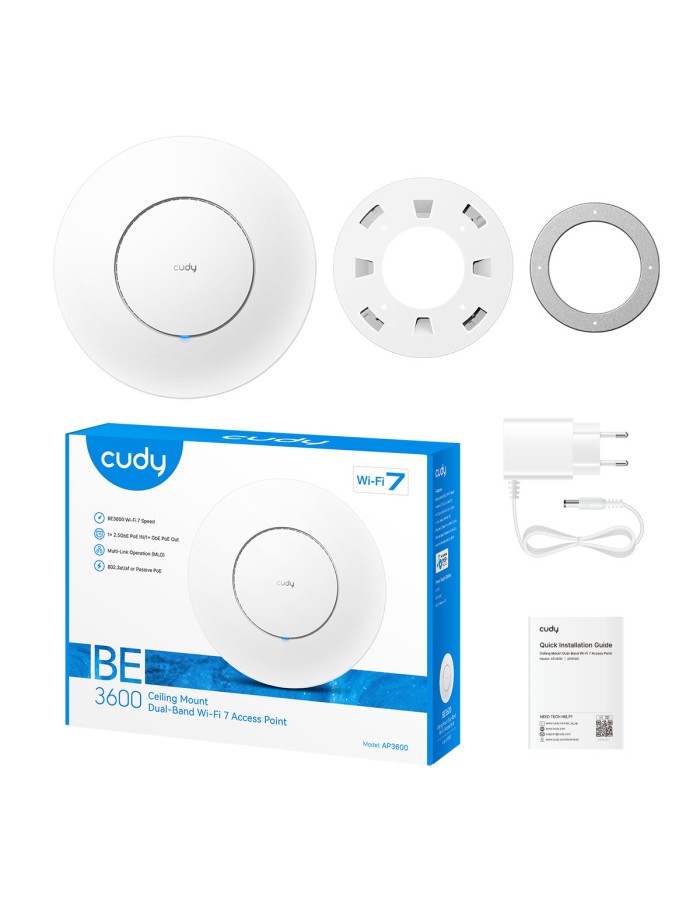 Cudy Access Point Ceiling BE3600 Dual Band Gigabit Wi-Fi 7 AP3600 Cudy Access Point Ceiling BE3600 Dual Band Gigabit Wi-Fi 7 AP3600
