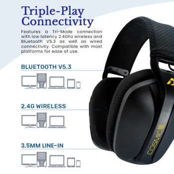 Armaggeddon COSMIC-III LITE Gaming Headset USB+3.5mm+2.4G+BT Fabric Black Armaggeddon COSMIC-III LITE Gaming Headset USB+3.5mm+2.4G+BT Fabric Black