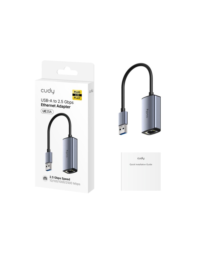 Cudy Converter USB-A to 2.5Gbe LAN Aluminium UE25A Cudy Converter USB-A to 2.5Gbe LAN Aluminium UE25A