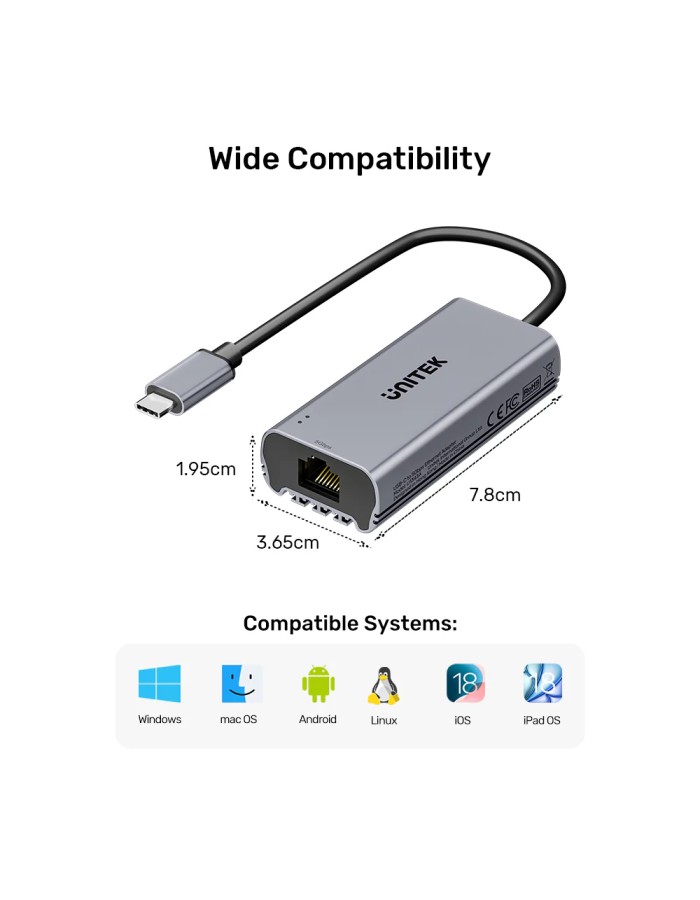 Unitek Converter USB-C to LAN 5GbE Ethernet U1343A