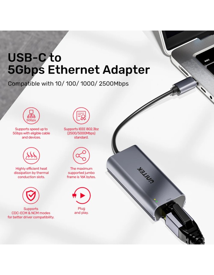 Unitek Converter USB-C to LAN 5GbE Ethernet U1343A
