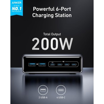 Anker Mobile Charger Desktop 200W PRIME A2683 Black Anker Mobile Charger Desktop 200W PRIME A2683 Black