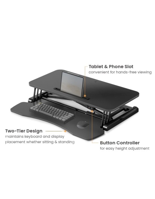 Brateck DWS15-01E Electric Sit Stand Workstation Max Height 48cm