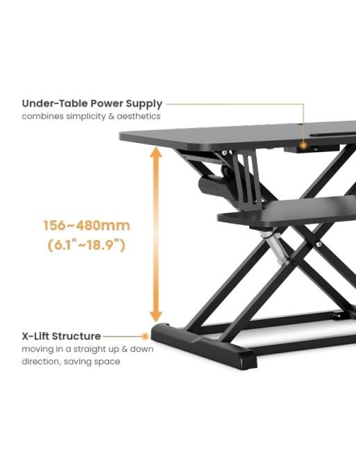 Brateck DWS15-01E Electric Sit Stand Workstation Max Height 48cm