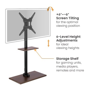 Brateck TV Floorstand 40x40 1.07m 35kg Shelf & MDF FS41-44T-02 Brateck TV Floorstand 40x40 1.07m 35kg Shelf & MDF FS41-44T-02