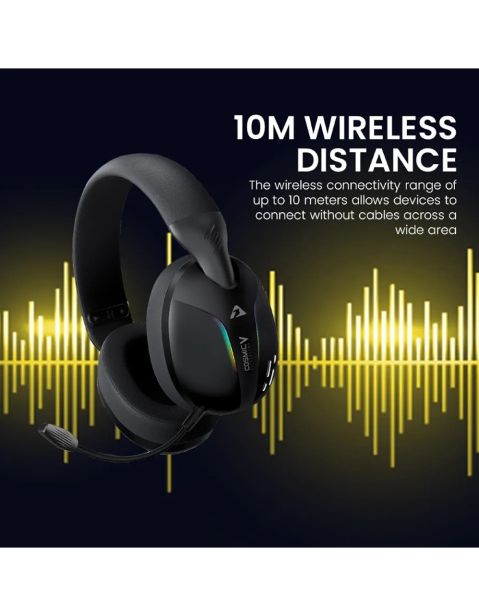 Armaggeddon COSMIC-V Gaming Headset USB+3.5mm+2.4G+BT PU Leather Ultraclear Black