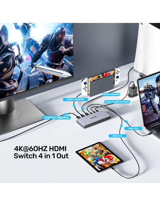 Unitek HDMI/USB-C Switch 4K 4in (2xHDMI + 2xUSB-C) 1xHDMI Out V1313A