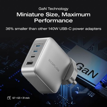EcoFlow Charge Wall RAPID Pro 140W 4 Ports GaN UK Silver EcoFlow Charge Wall RAPID Pro 140W 4 Ports GaN UK Silver