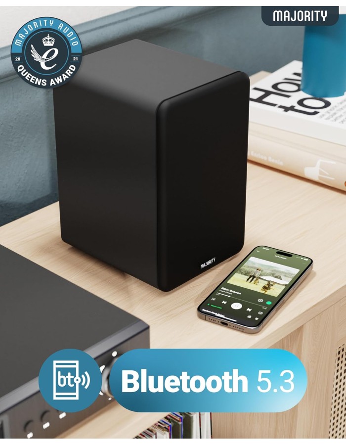 Majority Speakers Active D70X 70W 2.0 BT/USB/Phono/HDMI ARC Black (pair) Majority Speakers Active D70X 70W 2.0 BT/USB/Phono/HDMI ARC Black (pair)