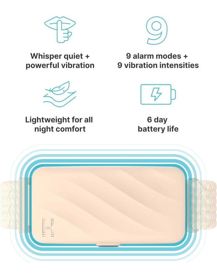 HoMedics WAKEBAND Cream White Vibrating Alarm Wristband for a Gentle Wakeup