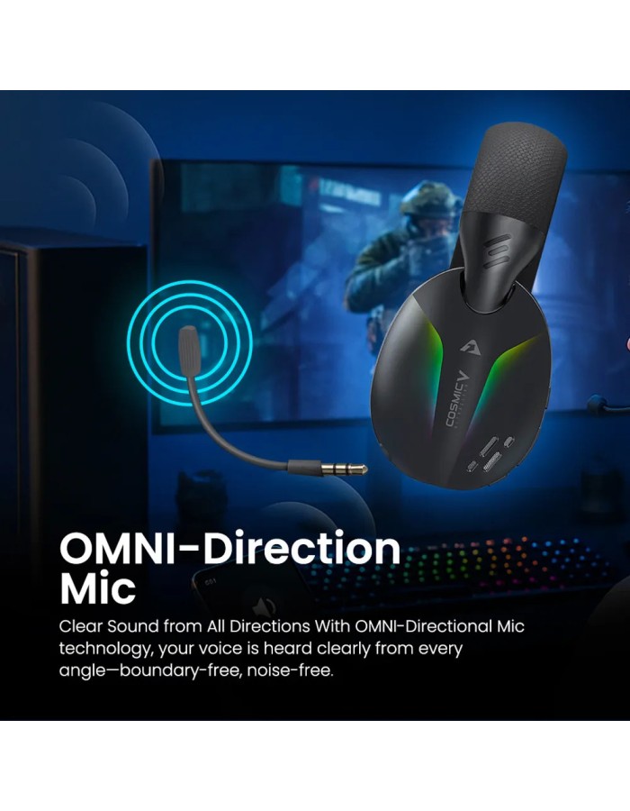 Armaggeddon COSMIC-V Gaming Headset USB+3.5mm+2.4G+BT PU Leather Ultraclear Black